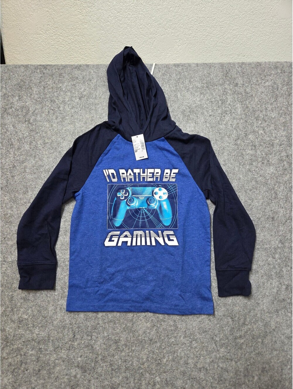 The Children's Place Boys Blue Hooded Graphic Shirt S (5/6) Nwt